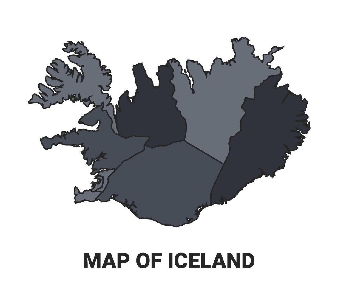 Iceland political map border of regions outline set vector