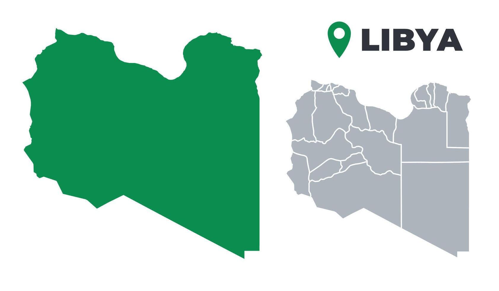 Libya map simple flat outline set vector