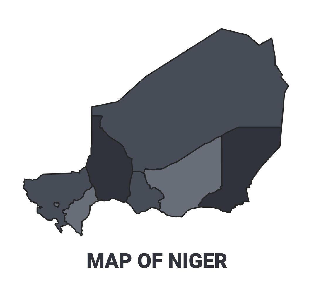 Niger political map border of regions outline set vector