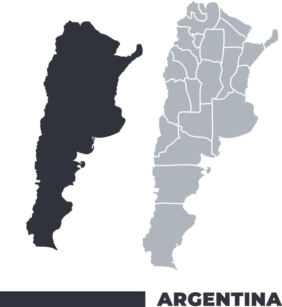 Argentina flat and border outline maps vector