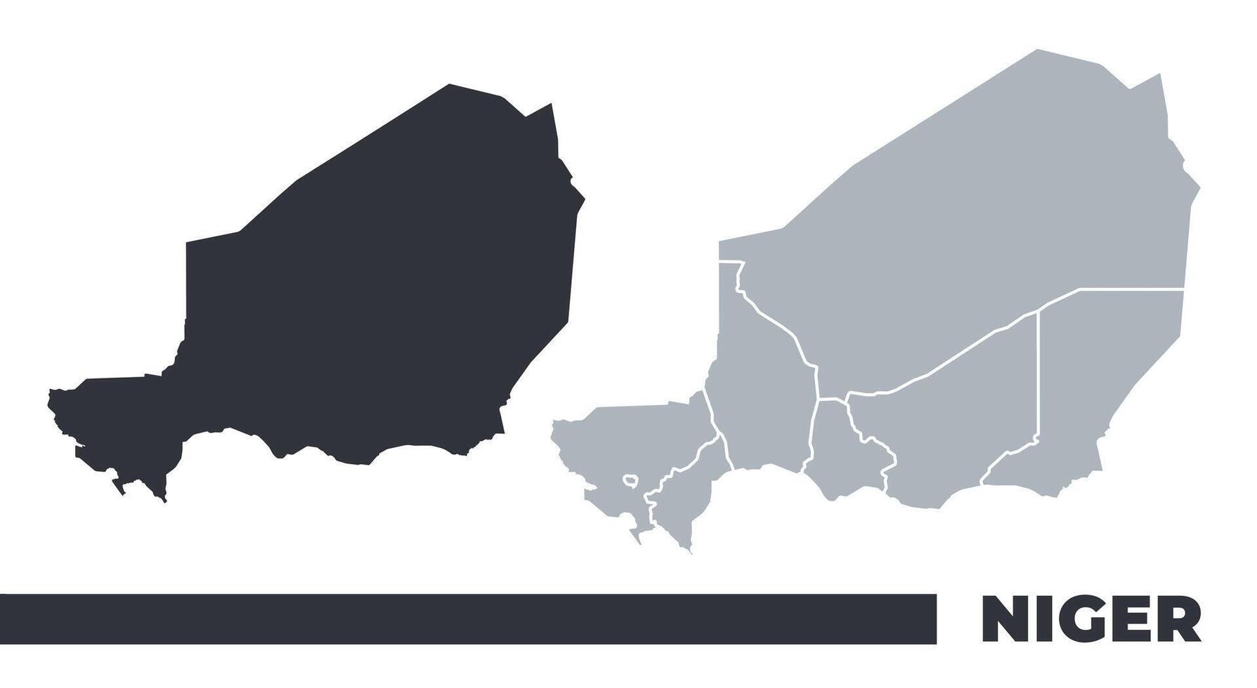 Niger flat and border outline maps vector