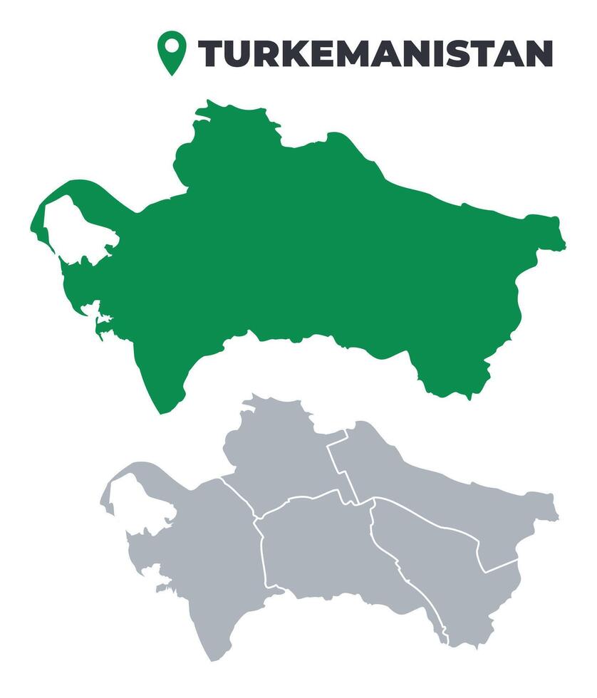 Turkmenistan map simple flat outline set vector