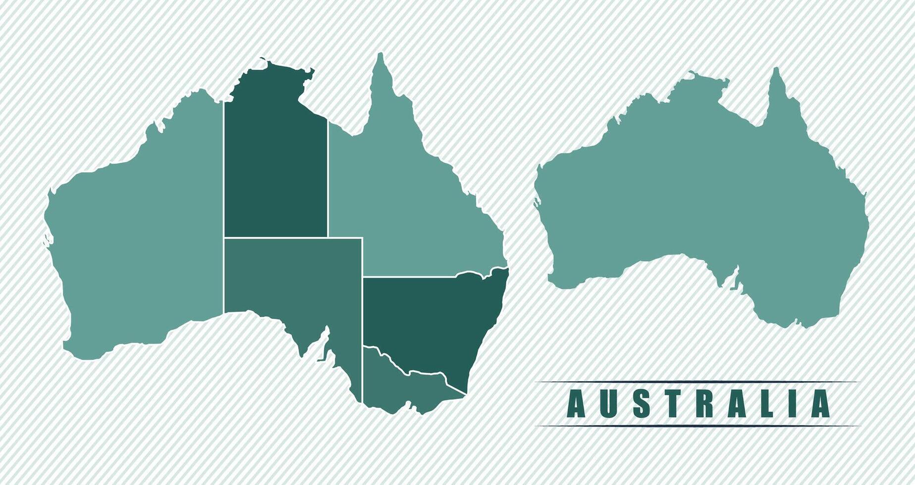 Australia simple flat political map with states border vector