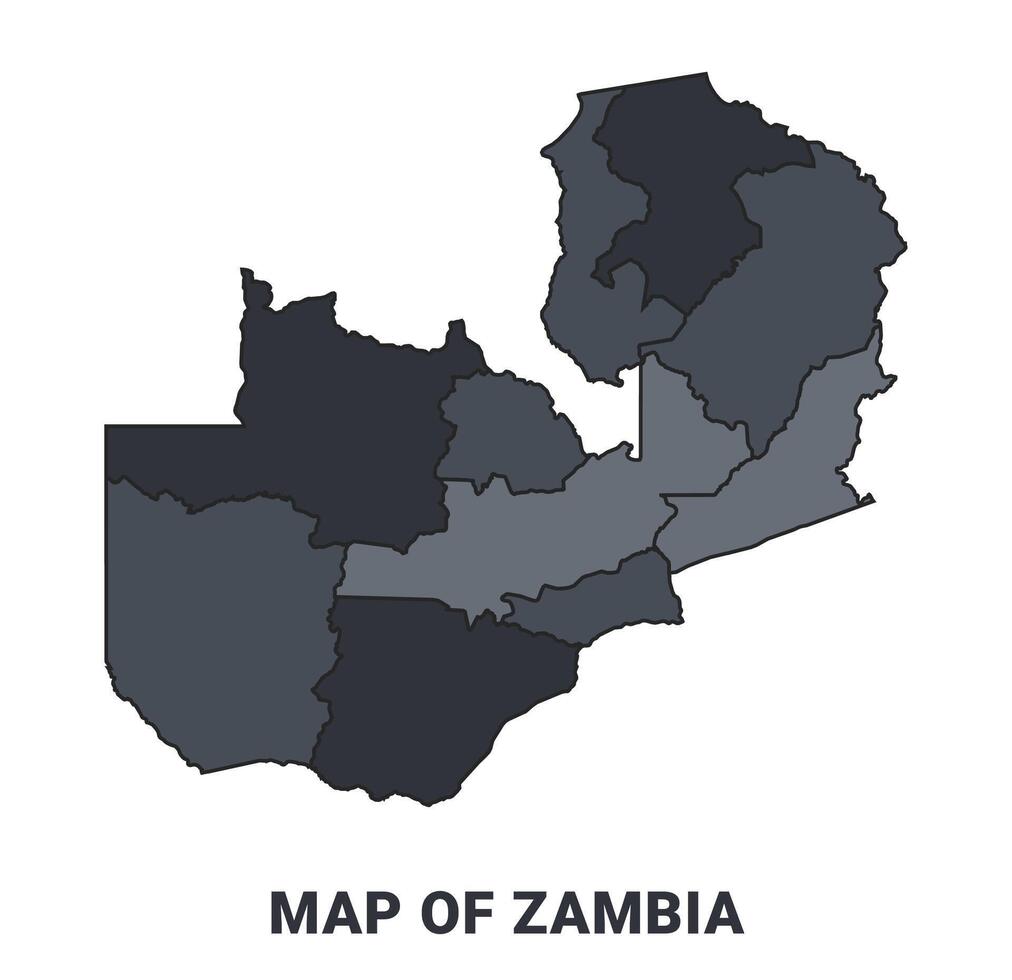 Zambia political map border of regions outline set vector