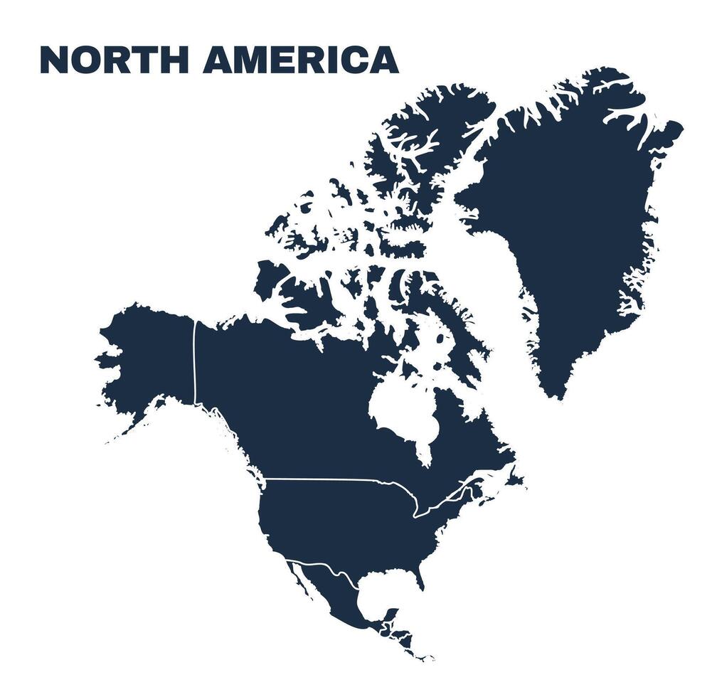 North America map flat border outline vector