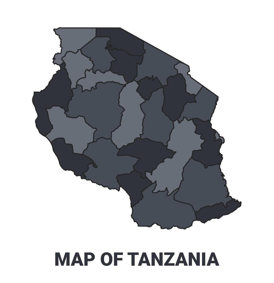 Tanzania political map border of regions outline set vector