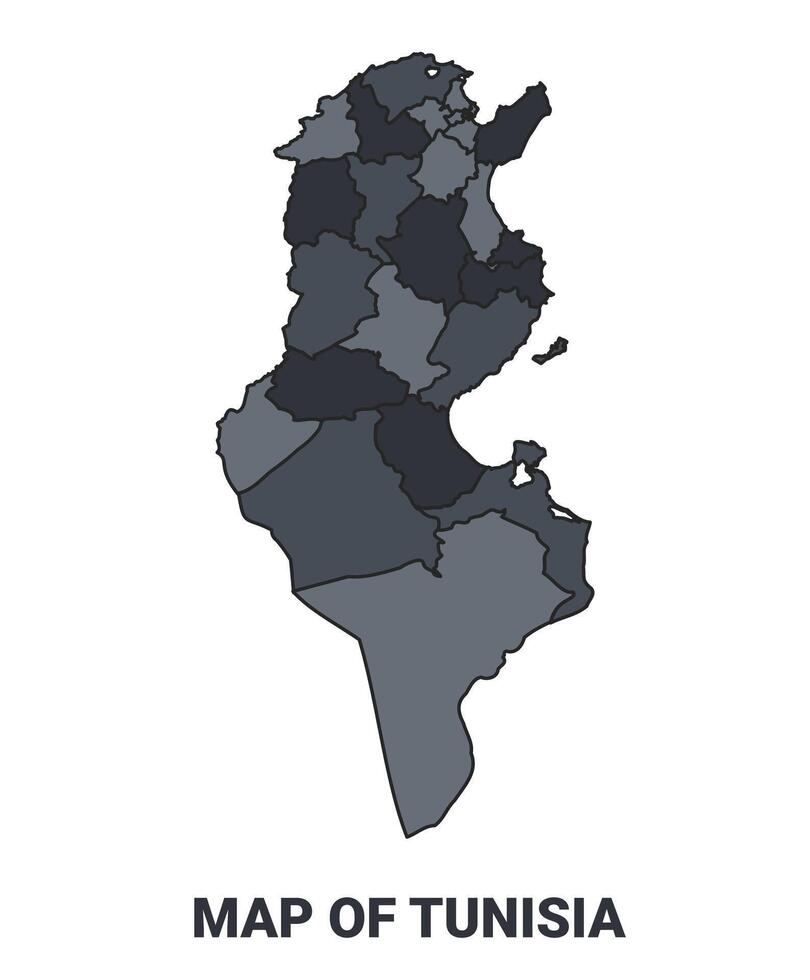 Tunisia political map border of regions outline set vector