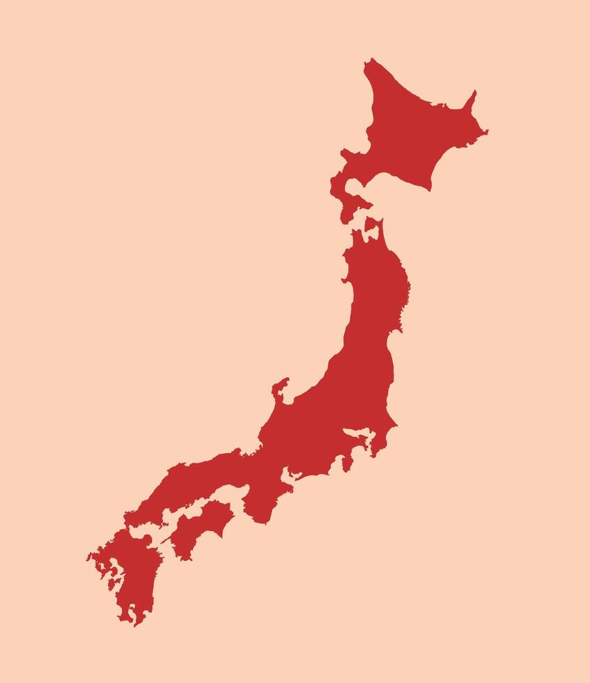 Japan simple flat red map vector