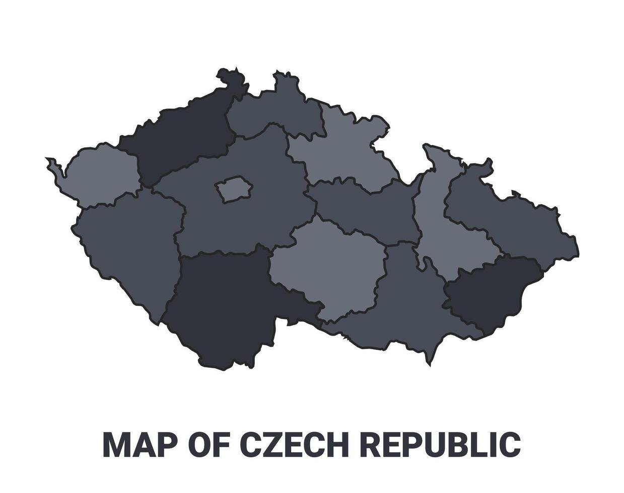 Czech Republic political map border of regions outline set vector