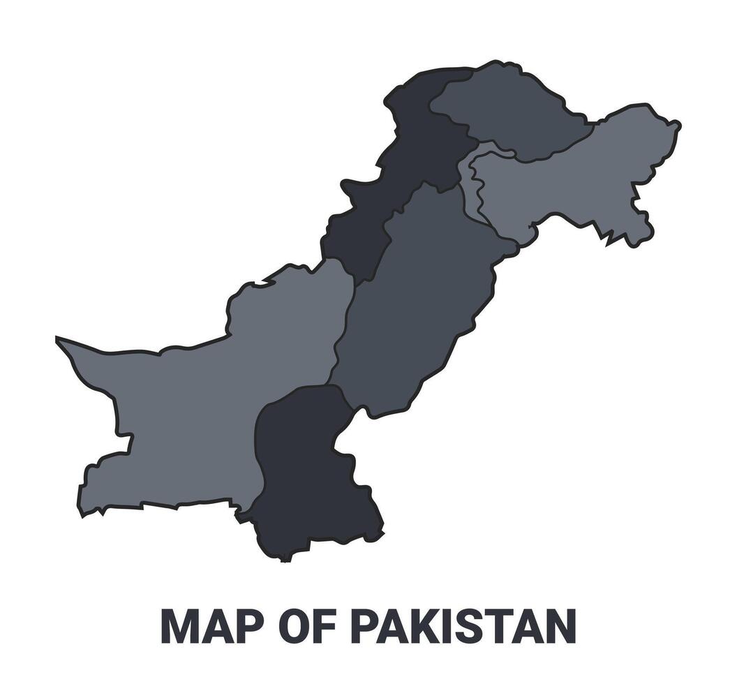 Pakistan political map border of regions outline set vector