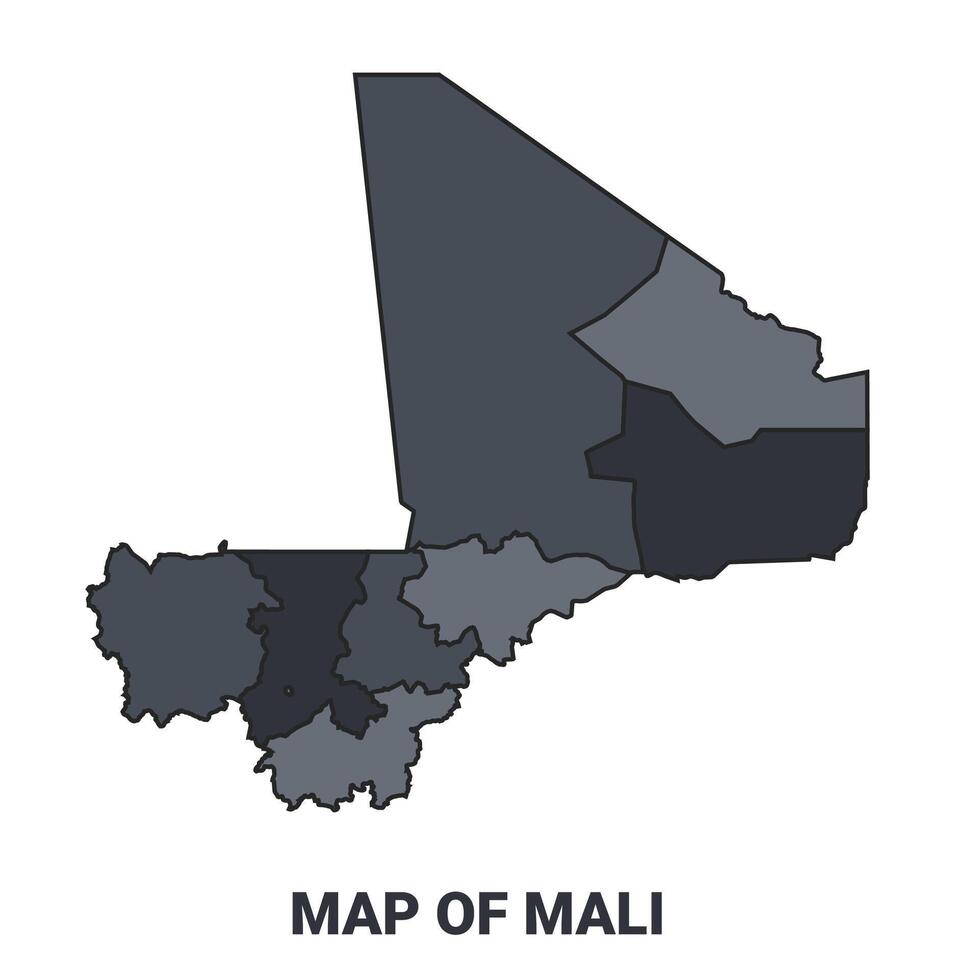 Mali political map border of regions outline set vector