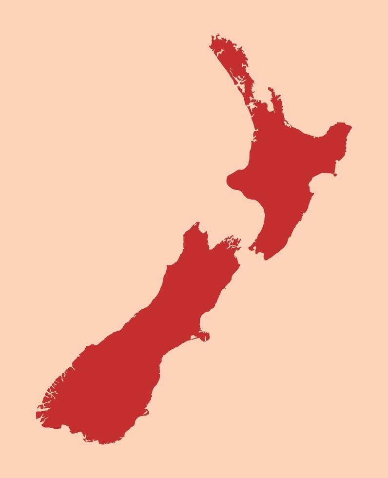 New Zealand simple flat red map vector