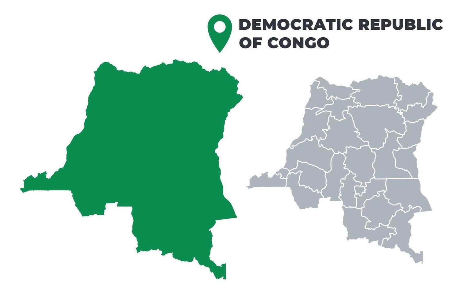 Democratic Republic of the Congo map simple flat outline set vector