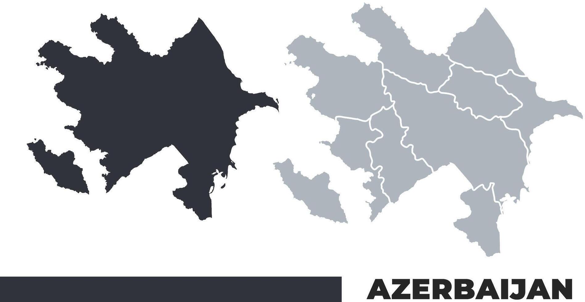 Azerbaijan flat and border outline maps vector