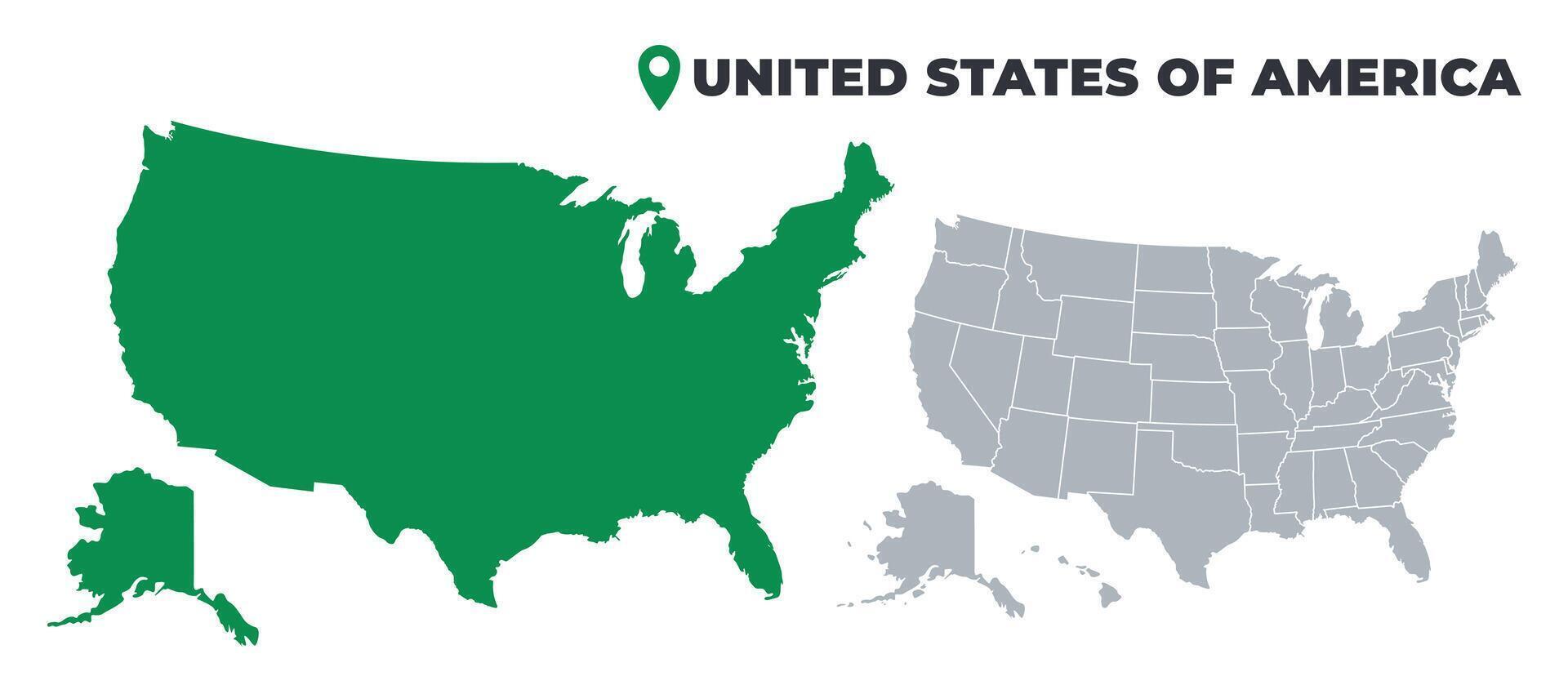United States Of America map simple flat outline set vector
