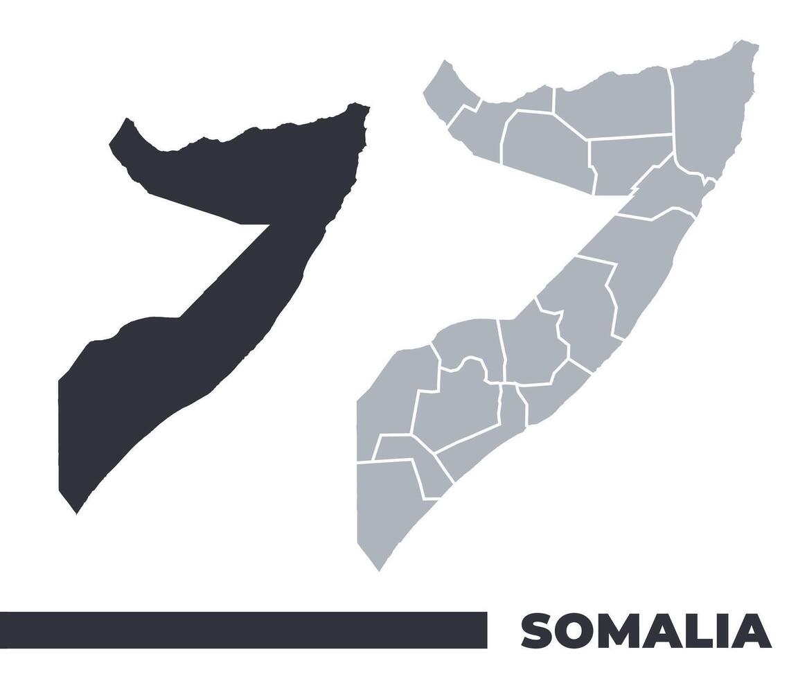 Somalia flat and border outline maps vector