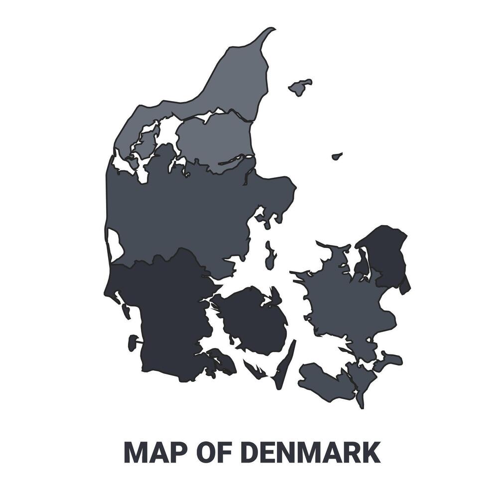 Denmark political map border of regions outline set vector