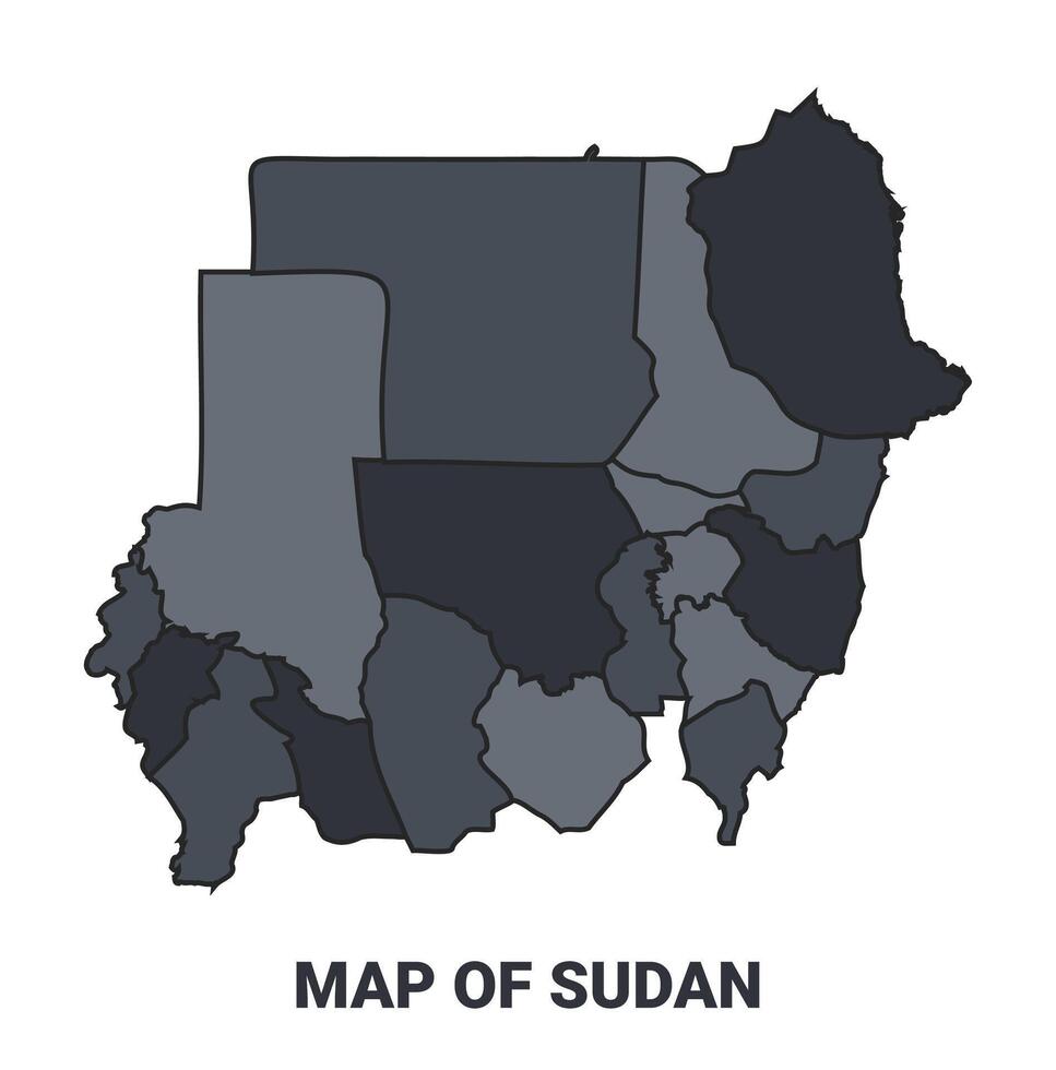 Sudan political map border of regions outline set vector