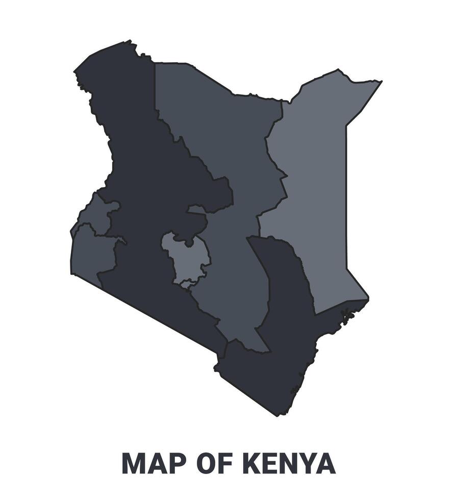 Kenya political map border of regions outline set vector