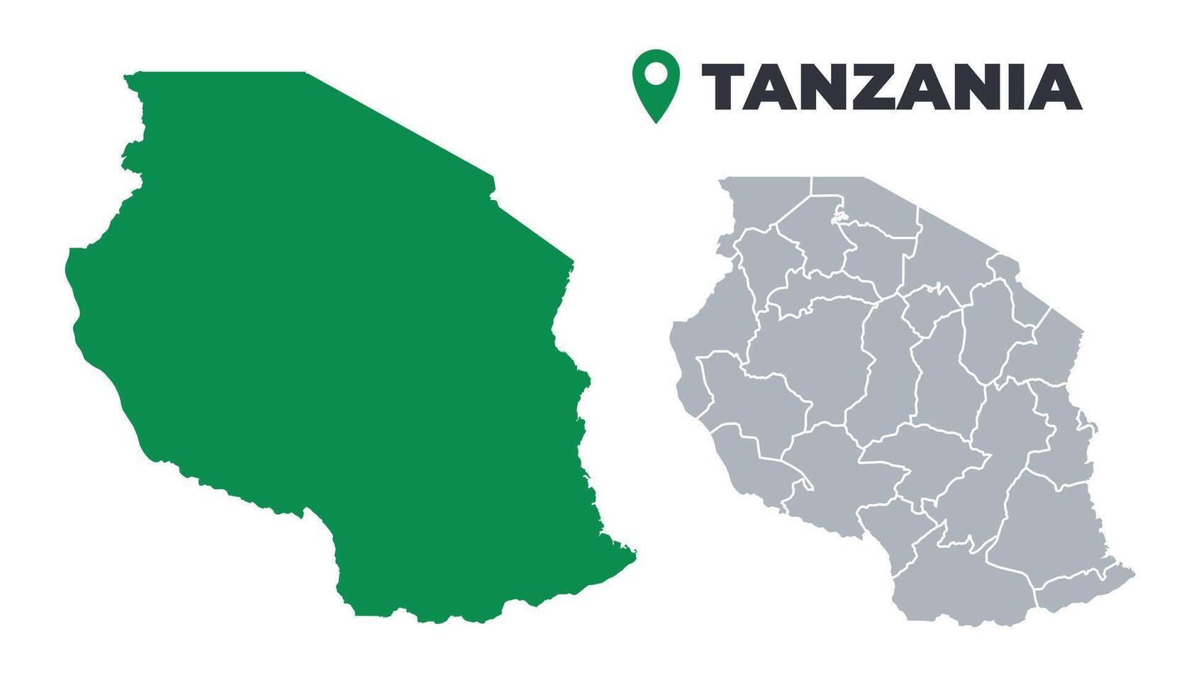 Tanzania map simple flat outline set vector