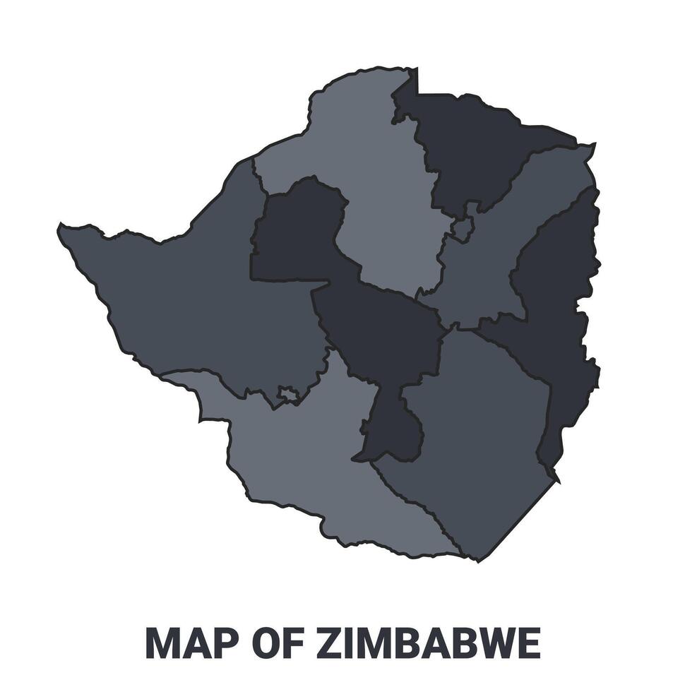 Zimbabwe political map border of regions outline set vector