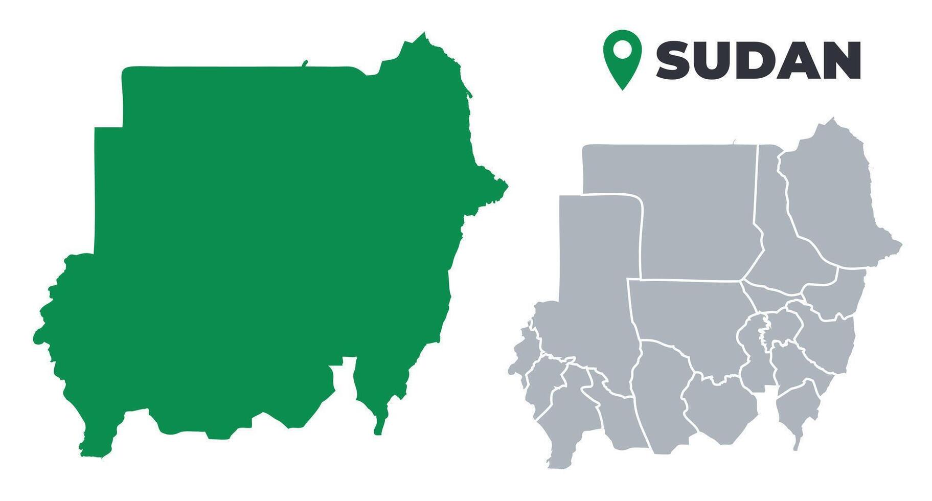 Sudan map simple flat outline set vector