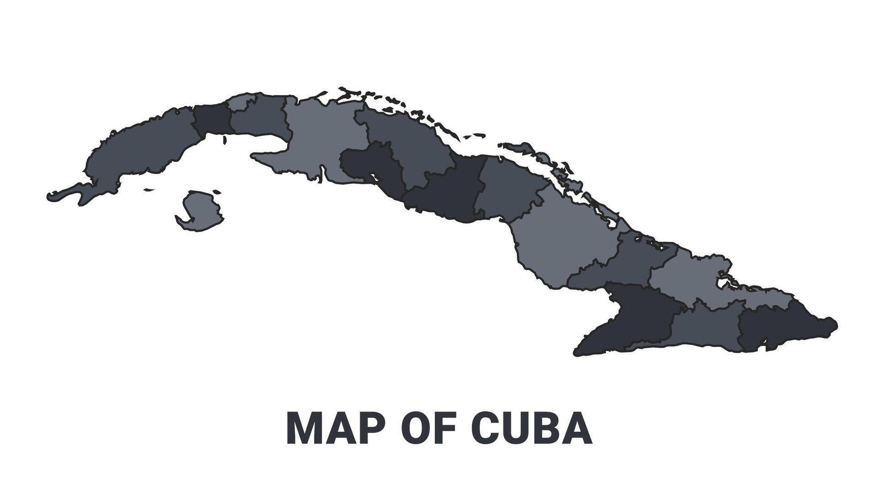 Cuba political map border of regions outline set vector