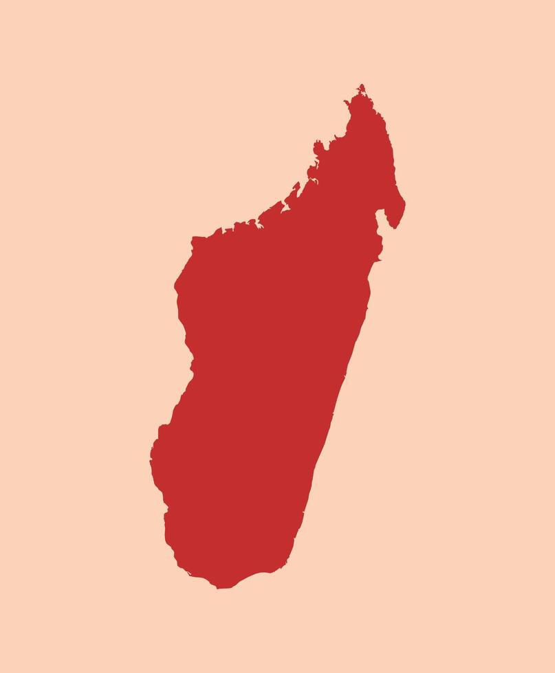 Madagascar simple flat red map vector