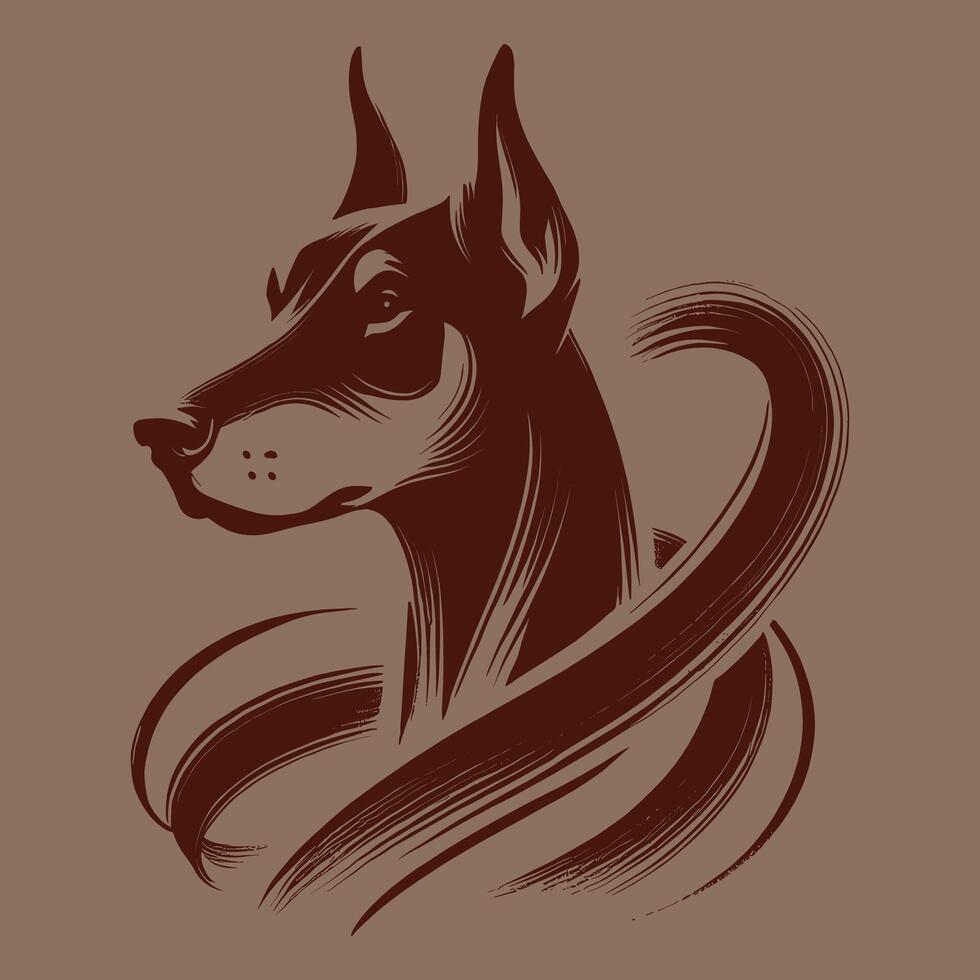 A doberman dog on a brown background vector