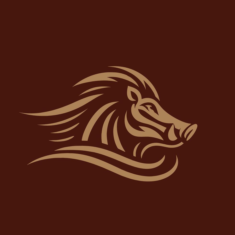 A wild boar head logo on a brown background vector