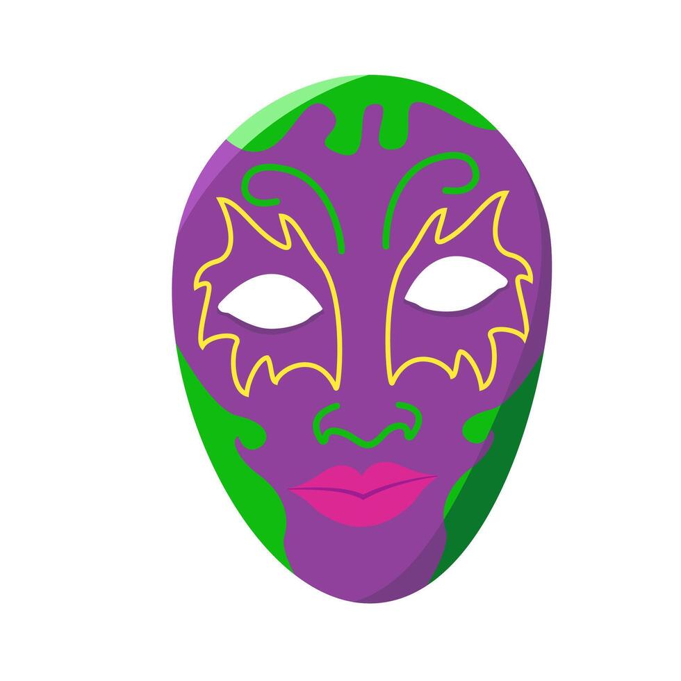 image of Mardi Gras mask hiding face. Colored logo of party clothing element. vector