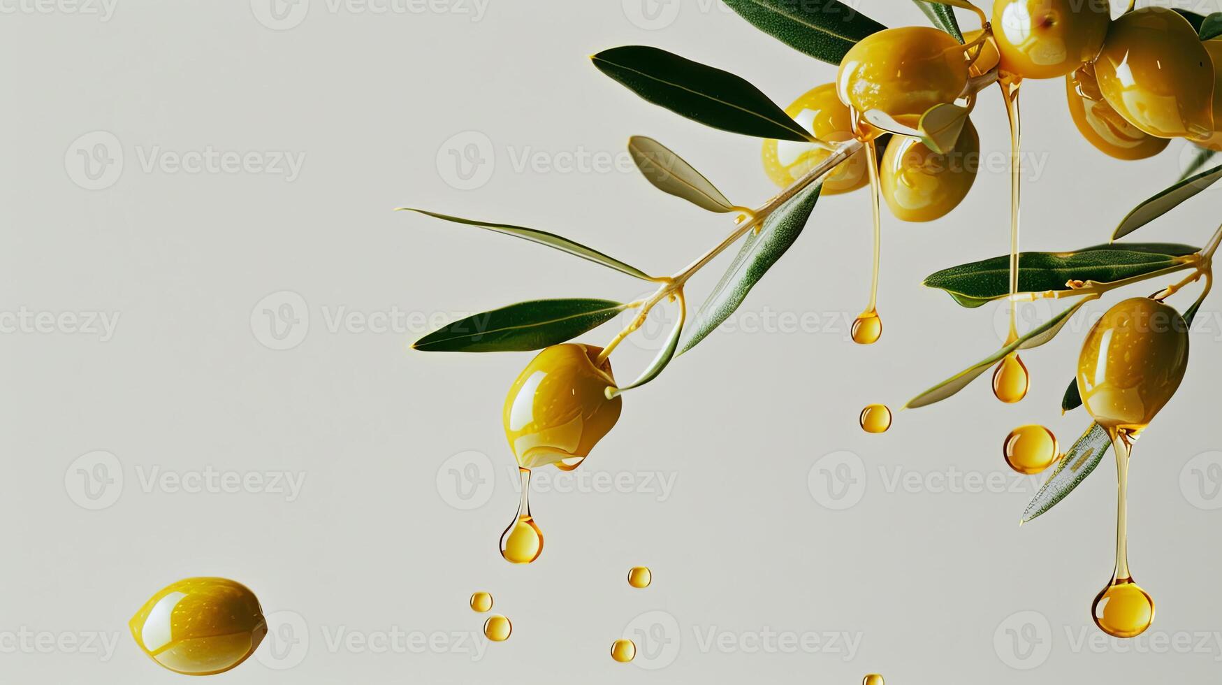 A branch of olives with drops of oil photo
