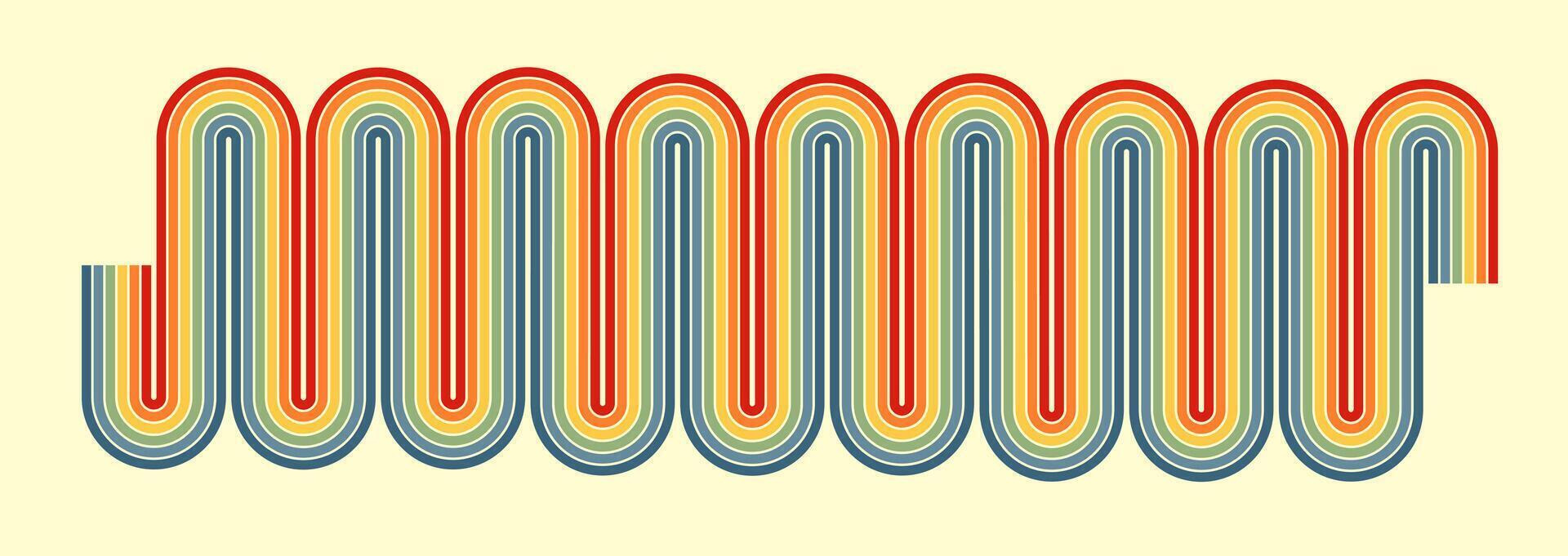 a rainbow striped pattern on a yellow background vector