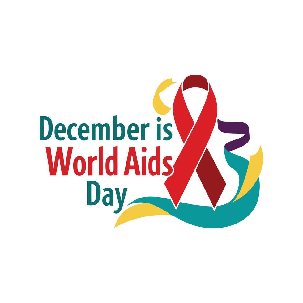 AIDS Awareness Red Ribbon Symbol Festive Colors vector