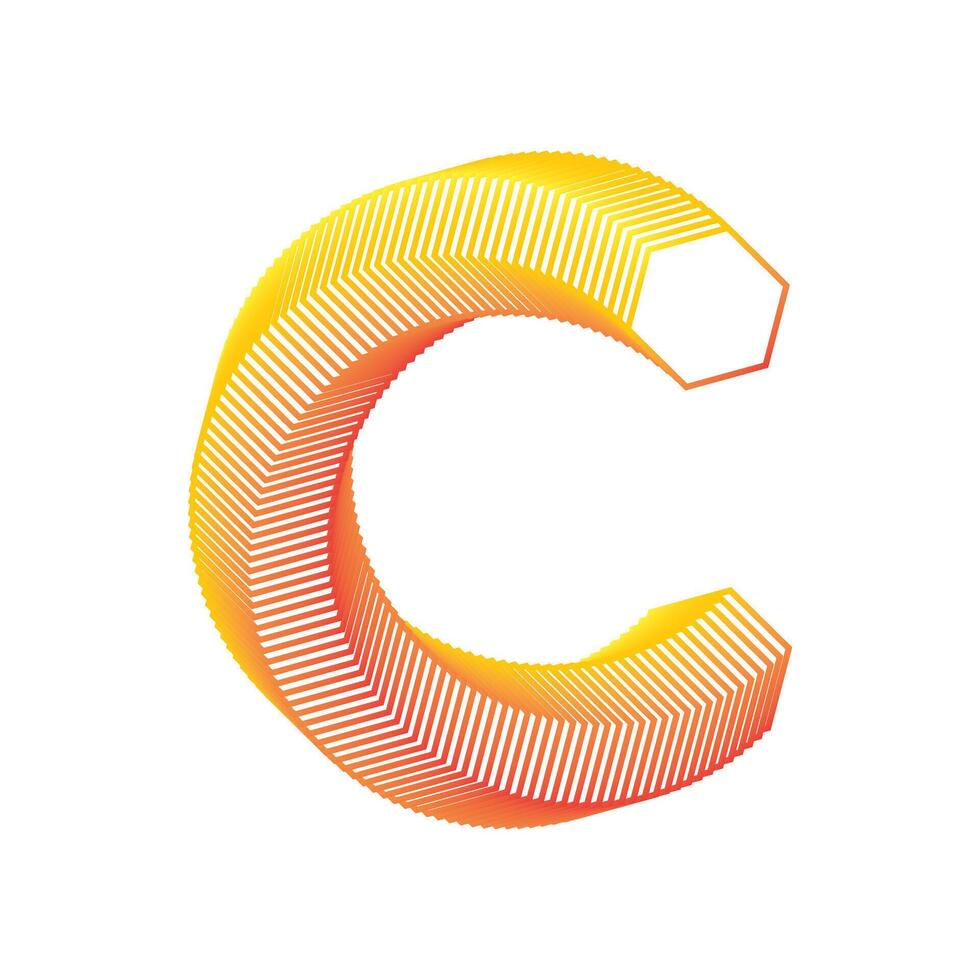 Letter C logo with black twisted lines design vector