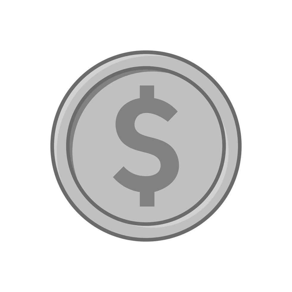 Flat Silver Coin with Dollar Sign Isolated on White Background vector