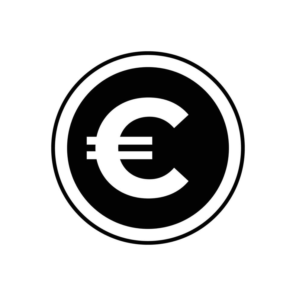 Monochrome Euro Coin Flat Illustration vector