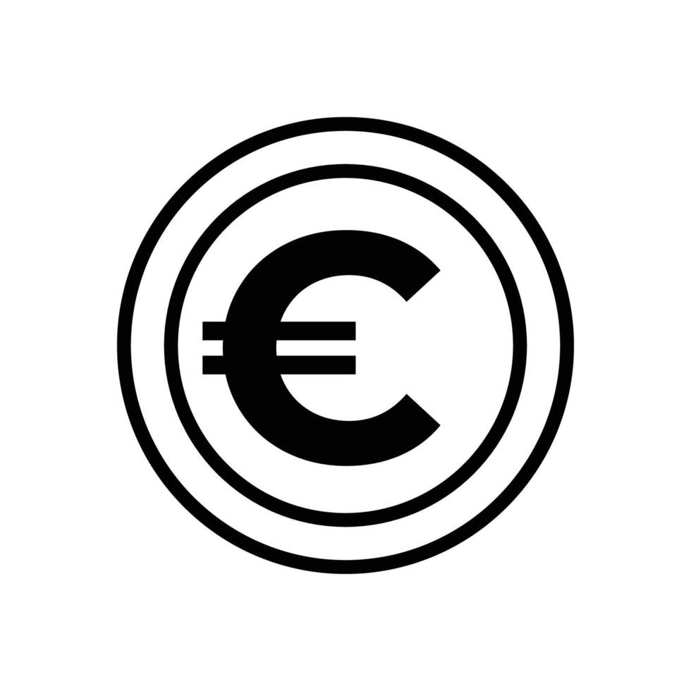 Black and White Euro Coin Icon Design vector