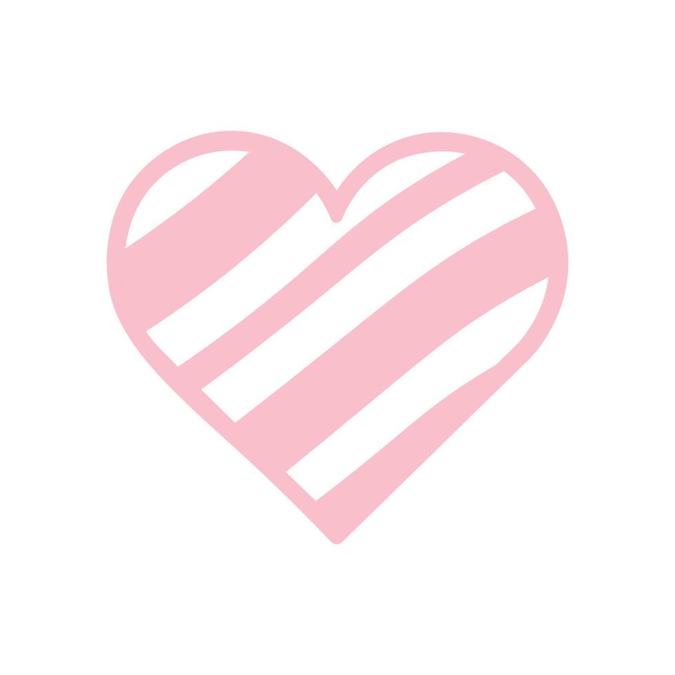 Light Pink Striped Heart Icon on White Background vector