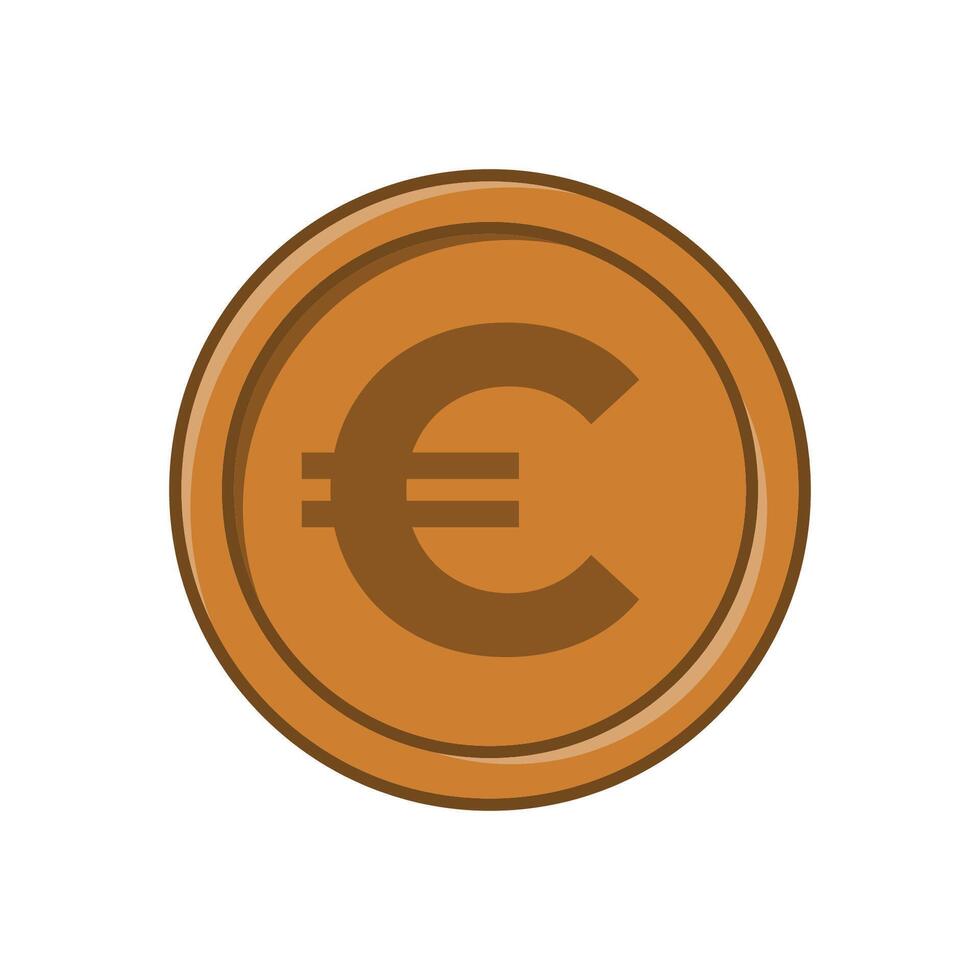 Bronze Euro Coin Icon Design vector