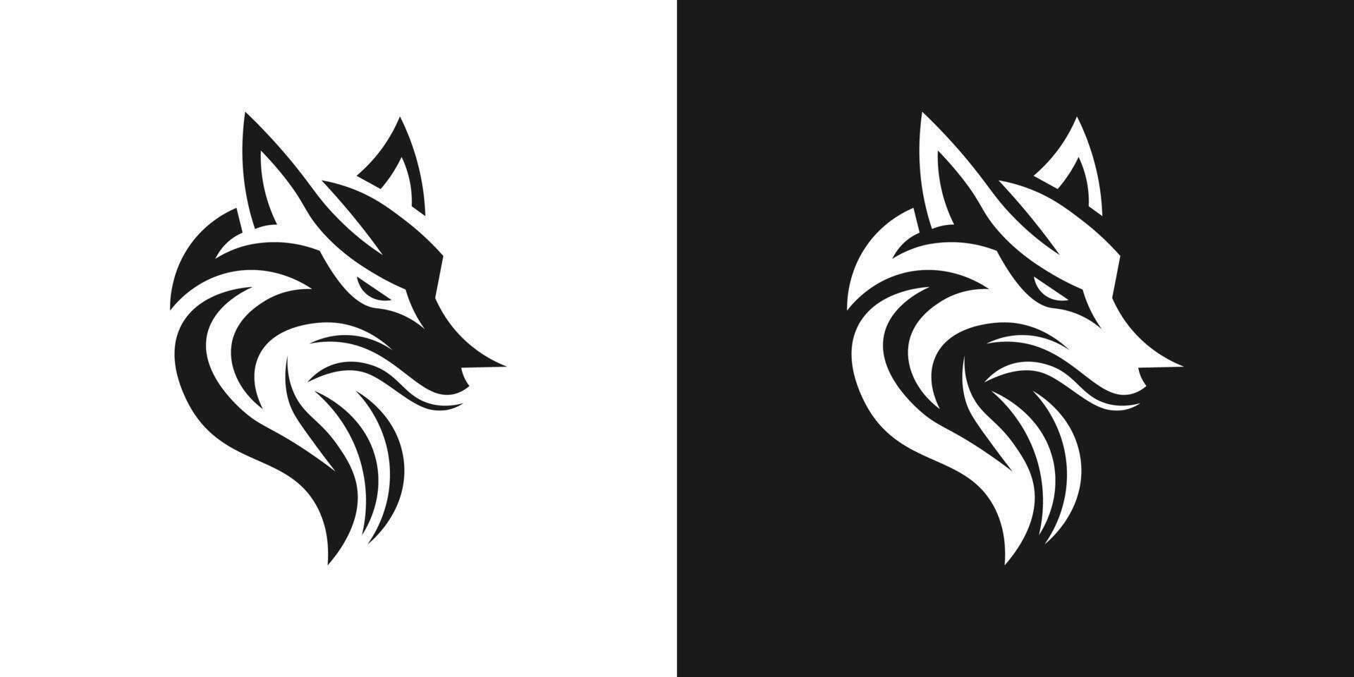 Minimalist monochrome wolf head logo vector