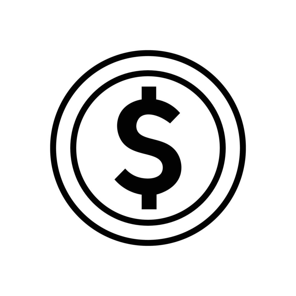 Monochrome White and Black Dollar Coin Icon vector