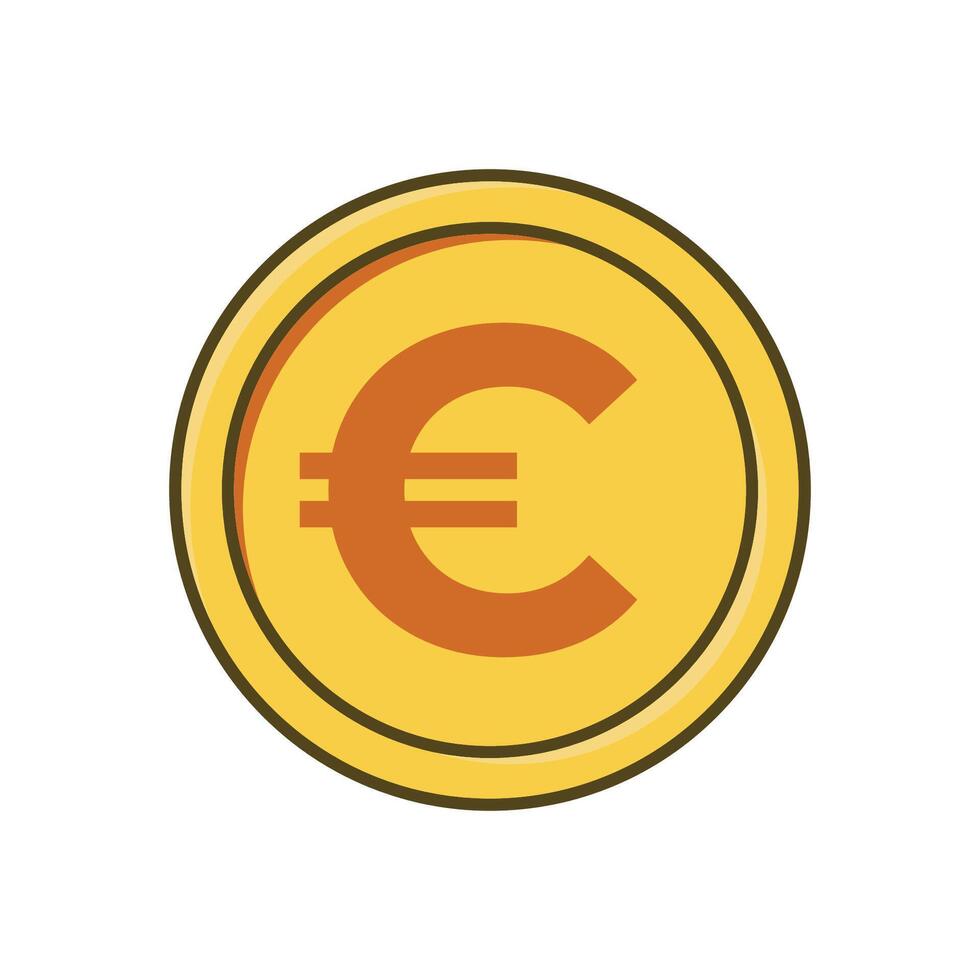 Gold Euro Coin Icon Design vector