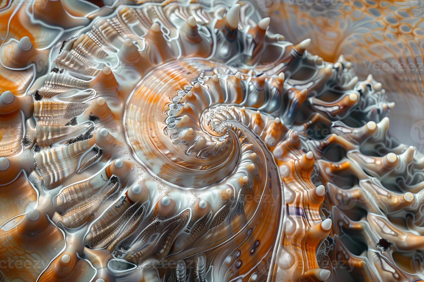 A close up of a shell with a spiral pattern photo