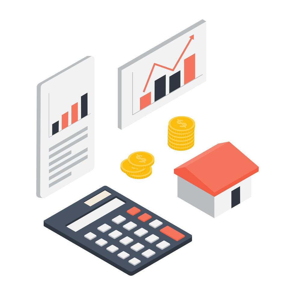 Financial investment and mortgage calculation for real estate growth vector