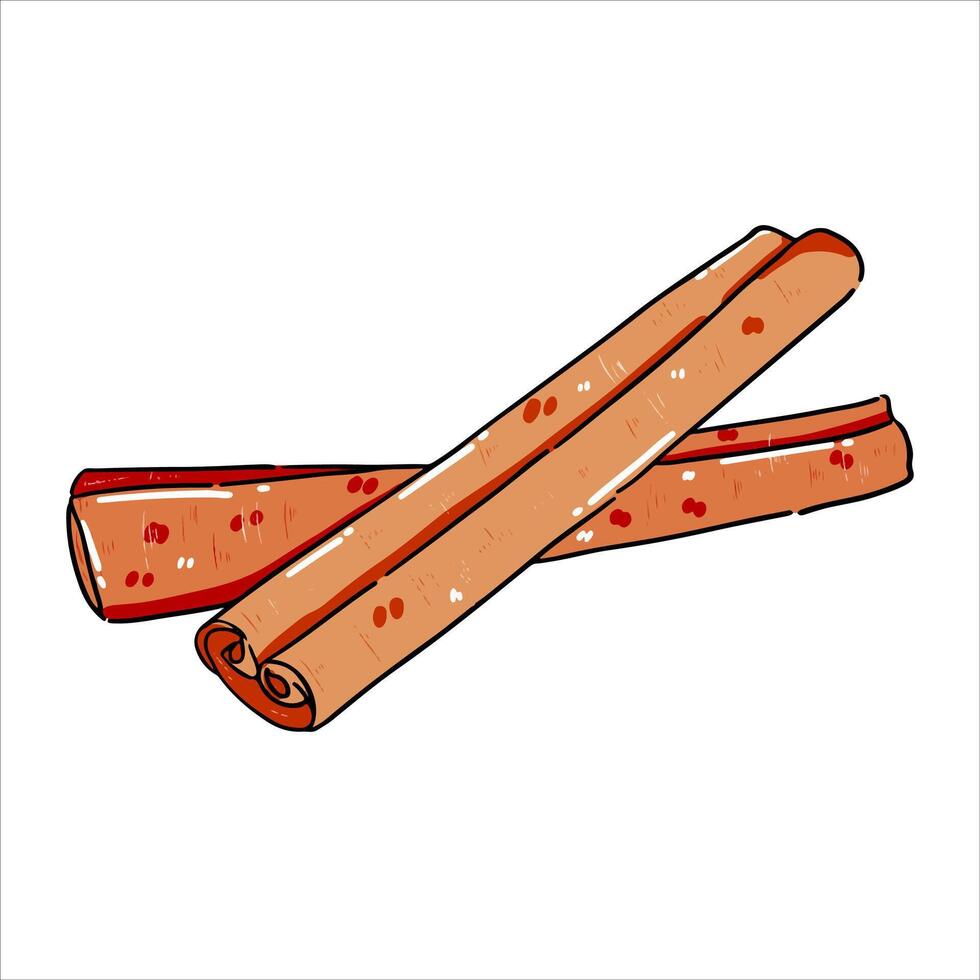 Brown Cinnamon herbs and spices Illustration with isolated white background vector