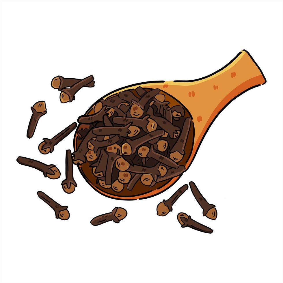 Cloves cengkeh herbs and spices Illustration with isolated white background vector