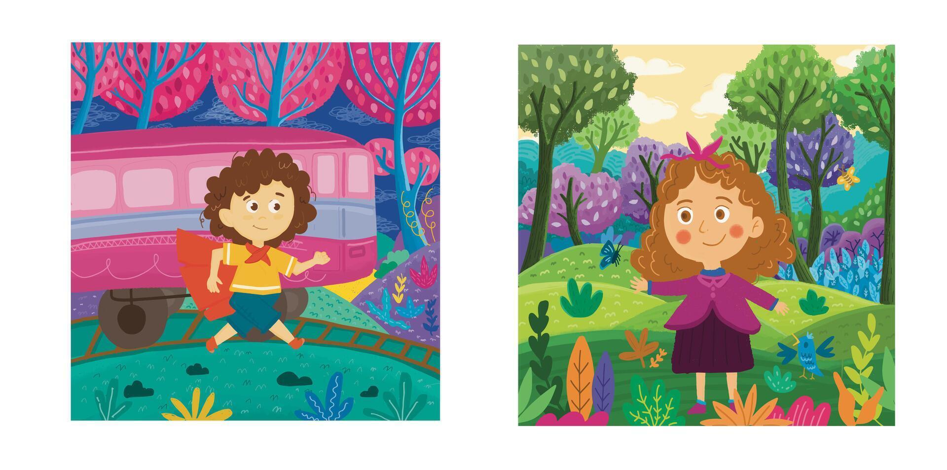 illustration of female and male characters vector