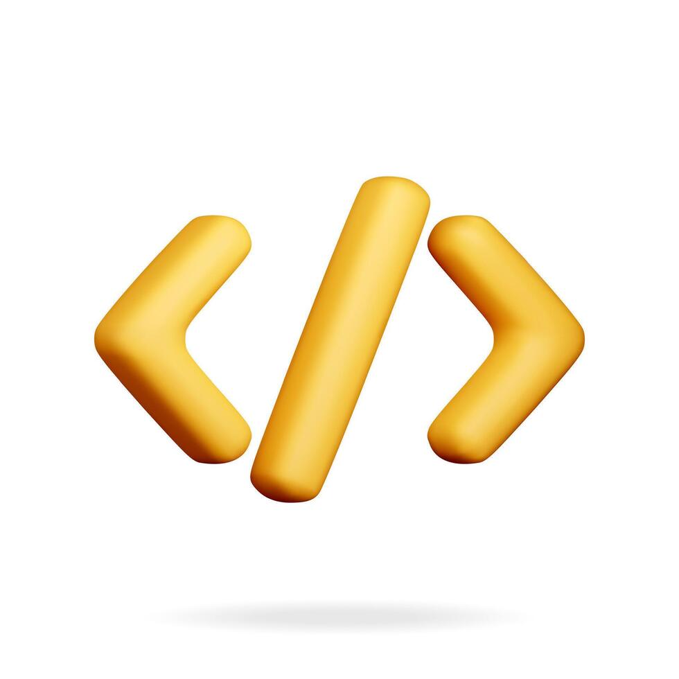 3d code icon isolated on white. Render computer software language symbol. Computer programming language. Web development code interface vector