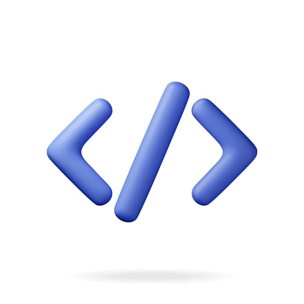 3d code icon isolated on white. Render computer software language symbol. Computer programming language. Web development code interface sign vector